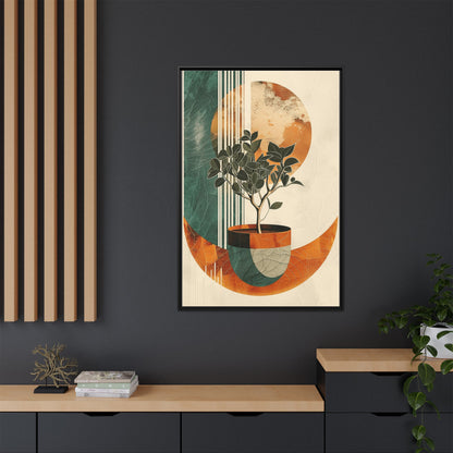 Abstract Botanical Framed Canvas Art Print, Nature Wall Decor, Home Office Wall Art, Gift for Plant Lovers, Modern Art