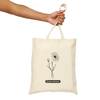 Chic Floral Tote Bag, Don't Stress Tote, Eco-Friendly Shopping Bag, Motivational Gift, Flower Print Tote, Everyday Carryall
