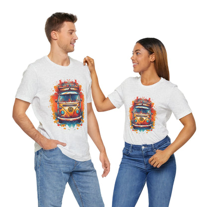 Vintage VW Bus Art Tee - Retro Van Shirt, Gift for Road Trip Lovers, Adventure Wear, Casual Summer Outing, Festival Outfit