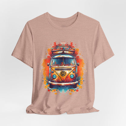 Vintage VW Bus Art Tee - Retro Van Shirt, Gift for Road Trip Lovers, Adventure Wear, Casual Summer Outing, Festival Outfit