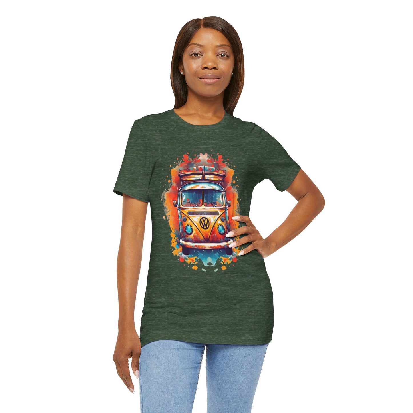 Vintage VW Bus Art Tee - Retro Van Shirt, Gift for Road Trip Lovers, Adventure Wear, Casual Summer Outing, Festival Outfit