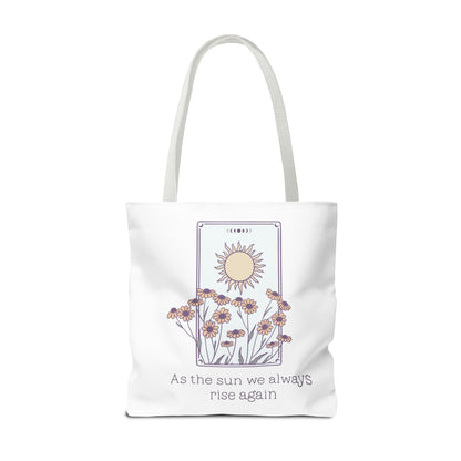 Sunrise Floral Tote Bag, Inspirational Tote, Eco-Friendly Bag, Gift for Her, Boho Style Bag, Everyday Use, Canvas Tote