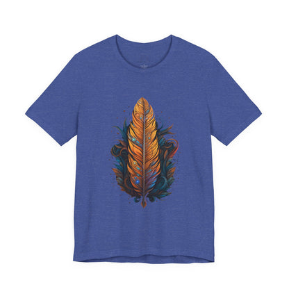 Artistic Feather T-Shirt | Unisex Short Sleeve Tee for Nature Lovers | Casual Wear, Gift for Men/Women, Boho Style, Outdoor Activities