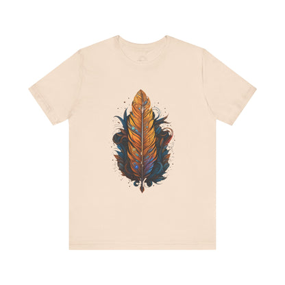 Artistic Feather T-Shirt | Unisex Short Sleeve Tee for Nature Lovers | Casual Wear, Gift for Men/Women, Boho Style, Outdoor Activities