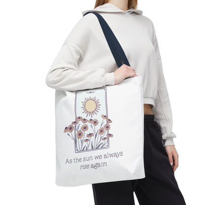 Sunrise Floral Tote Bag, Inspirational Tote, Eco-Friendly Bag, Gift for Her, Boho Style Bag, Everyday Use, Canvas Tote