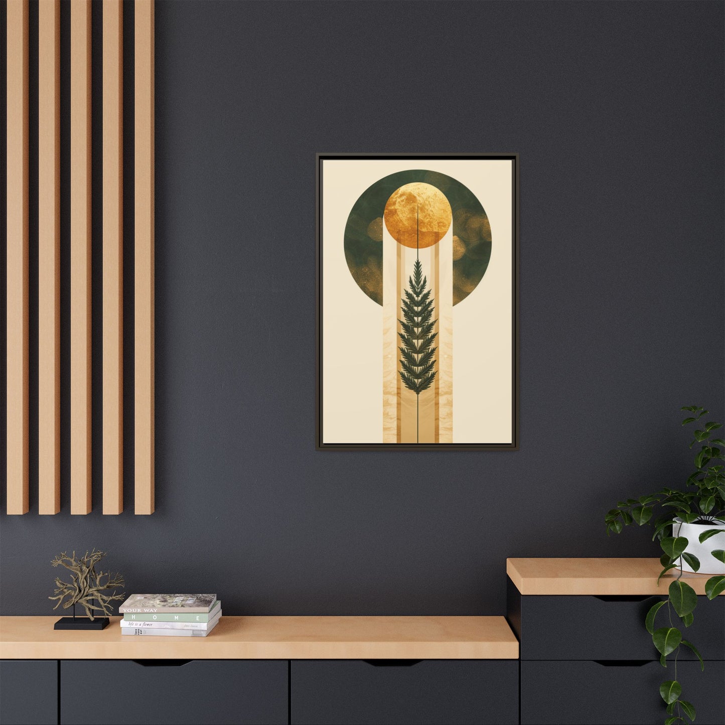 Framed Matte Canvas Art Print, Bohemian Wall Decor, Nature-Inspired Home Art, Botanical Print for Living Room, Gift for Art Lovers