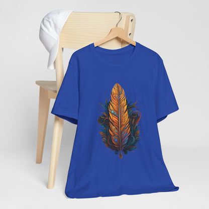 Artistic Feather T-Shirt | Unisex Short Sleeve Tee for Nature Lovers | Casual Wear, Gift for Men/Women, Boho Style, Outdoor Activities