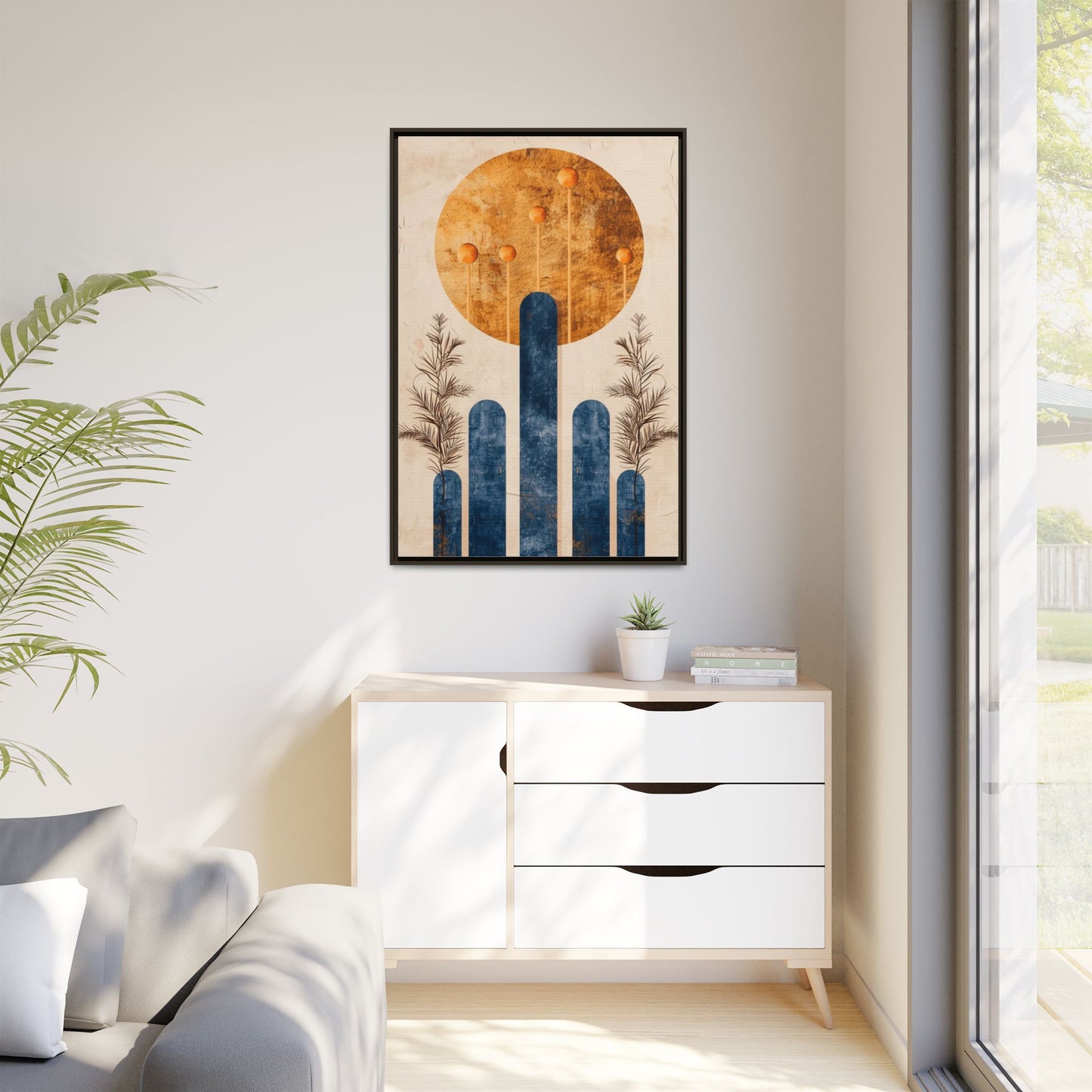 Modern Boho Wall Art Print, Framed Home Decor, Minimalist Artwork, Nature Inspired, Gift for Her, Room Decoration