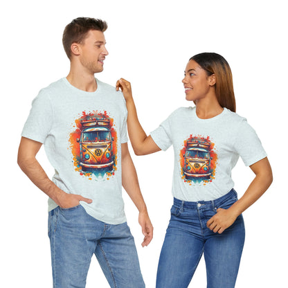 Vintage VW Bus Art Tee - Retro Van Shirt, Gift for Road Trip Lovers, Adventure Wear, Casual Summer Outing, Festival Outfit