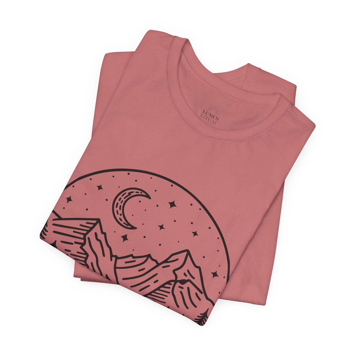 Mountain Nightscape Tee, Nature Lover Shirt, Camping Apparel, Adventure Outfit, Unisex Graphic Tee