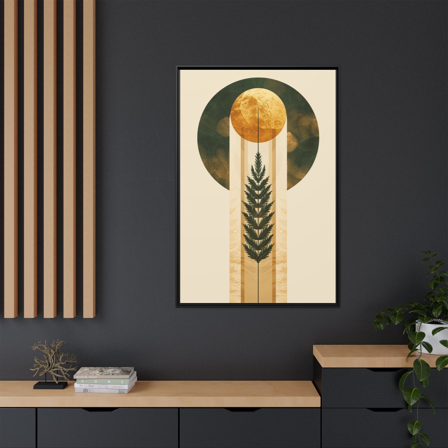 Framed Matte Canvas Art Print, Bohemian Wall Decor, Nature-Inspired Home Art, Botanical Print for Living Room, Gift for Art Lovers