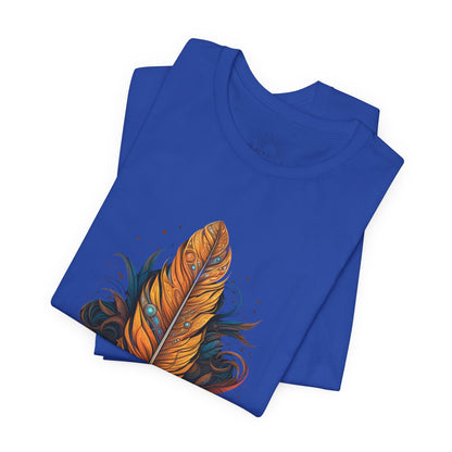 Artistic Feather T-Shirt | Unisex Short Sleeve Tee for Nature Lovers | Casual Wear, Gift for Men/Women, Boho Style, Outdoor Activities