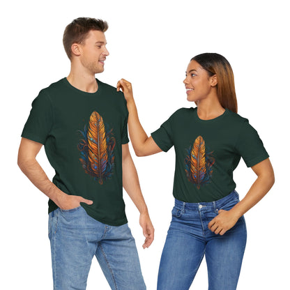 Artistic Feather T-Shirt | Unisex Short Sleeve Tee for Nature Lovers | Casual Wear, Gift for Men/Women, Boho Style, Outdoor Activities
