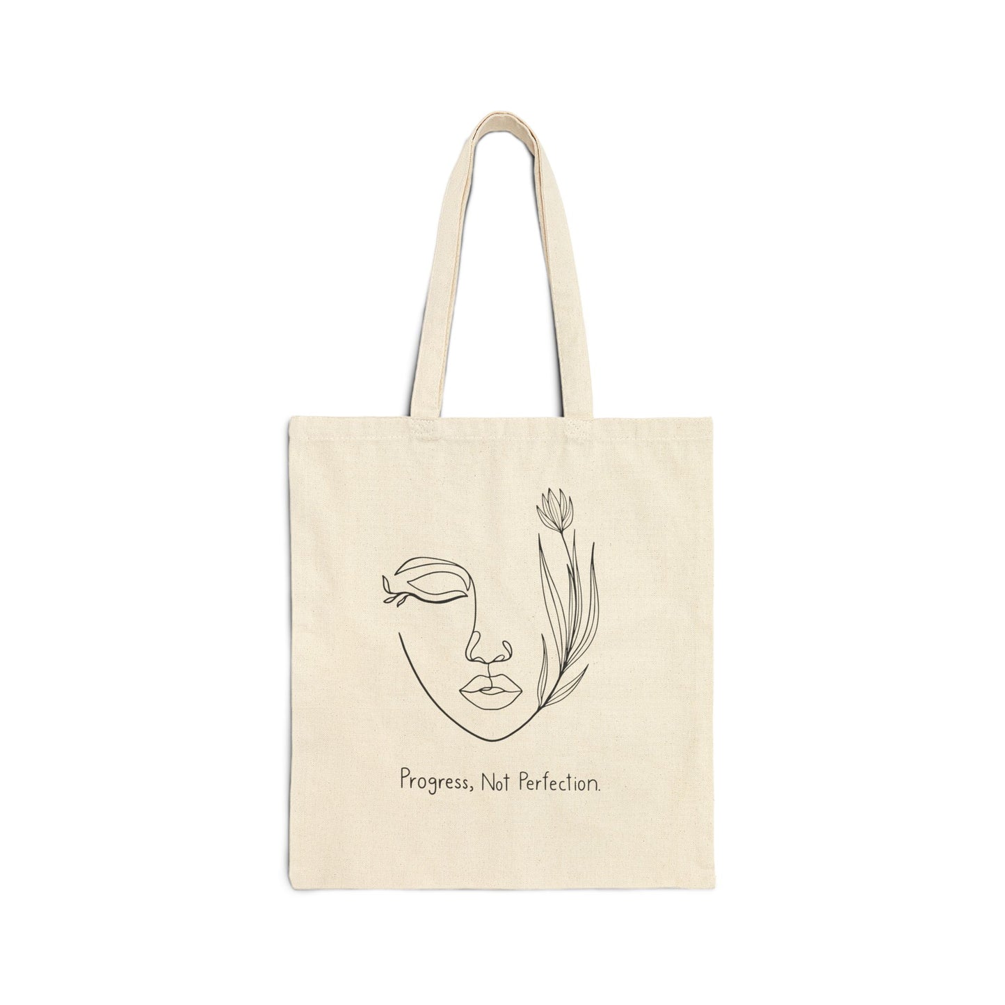 Progress Not Perfection Tote Bag | Eco-Friendly Canvas Bag, Motivational Gift, Reusable Shopping Bag, Minimalist Design, Customizable