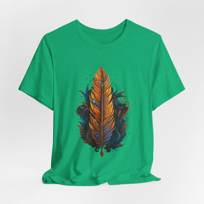 Artistic Feather T-Shirt | Unisex Short Sleeve Tee for Nature Lovers | Casual Wear, Gift for Men/Women, Boho Style, Outdoor Activities