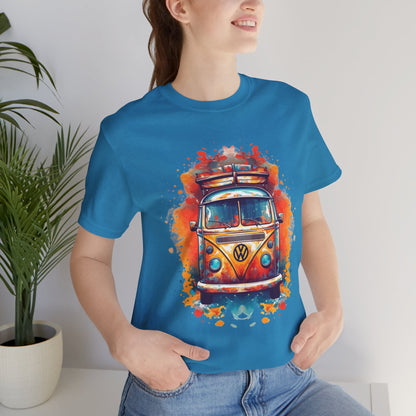 Vintage VW Bus Art Tee - Retro Van Shirt, Gift for Road Trip Lovers, Adventure Wear, Casual Summer Outing, Festival Outfit