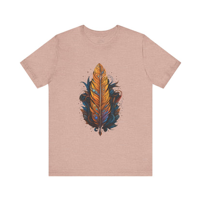Artistic Feather T-Shirt | Unisex Short Sleeve Tee for Nature Lovers | Casual Wear, Gift for Men/Women, Boho Style, Outdoor Activities