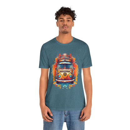 Vintage VW Bus Art Tee - Retro Van Shirt, Gift for Road Trip Lovers, Adventure Wear, Casual Summer Outing, Festival Outfit