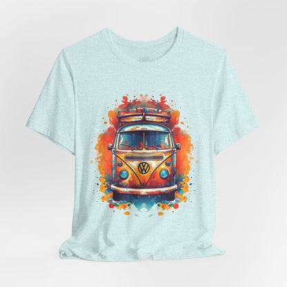 Vintage VW Bus Art Tee - Retro Van Shirt, Gift for Road Trip Lovers, Adventure Wear, Casual Summer Outing, Festival Outfit