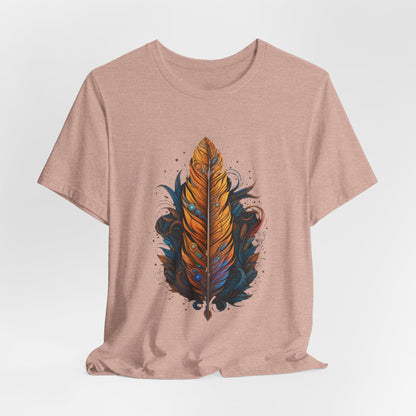 Artistic Feather T-Shirt | Unisex Short Sleeve Tee for Nature Lovers | Casual Wear, Gift for Men/Women, Boho Style, Outdoor Activities