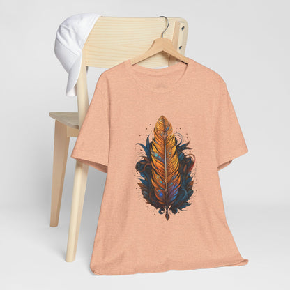 Artistic Feather T-Shirt | Unisex Short Sleeve Tee for Nature Lovers | Casual Wear, Gift for Men/Women, Boho Style, Outdoor Activities