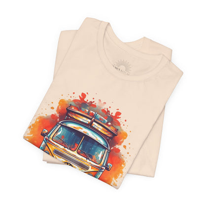 Vintage VW Bus Art Tee - Retro Van Shirt, Gift for Road Trip Lovers, Adventure Wear, Casual Summer Outing, Festival Outfit