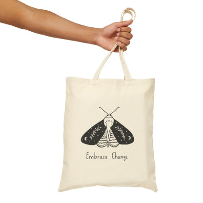 Embrace Change Cotton Canvas Tote Bag, Eco-Friendly Shopping Bag, Gift for Nature Lovers, Motivational Tote, Reusable Carryall