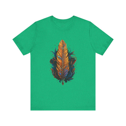 Artistic Feather T-Shirt | Unisex Short Sleeve Tee for Nature Lovers | Casual Wear, Gift for Men/Women, Boho Style, Outdoor Activities