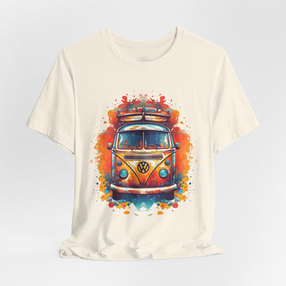 Vintage VW Bus Art Tee - Retro Van Shirt, Gift for Road Trip Lovers, Adventure Wear, Casual Summer Outing, Festival Outfit
