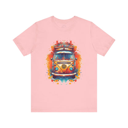 Vintage VW Bus Art Tee - Retro Van Shirt, Gift for Road Trip Lovers, Adventure Wear, Casual Summer Outing, Festival Outfit