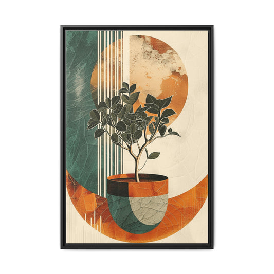 Abstract Botanical Framed Canvas Art Print, Nature Wall Decor, Home Office Wall Art, Gift for Plant Lovers, Modern Art