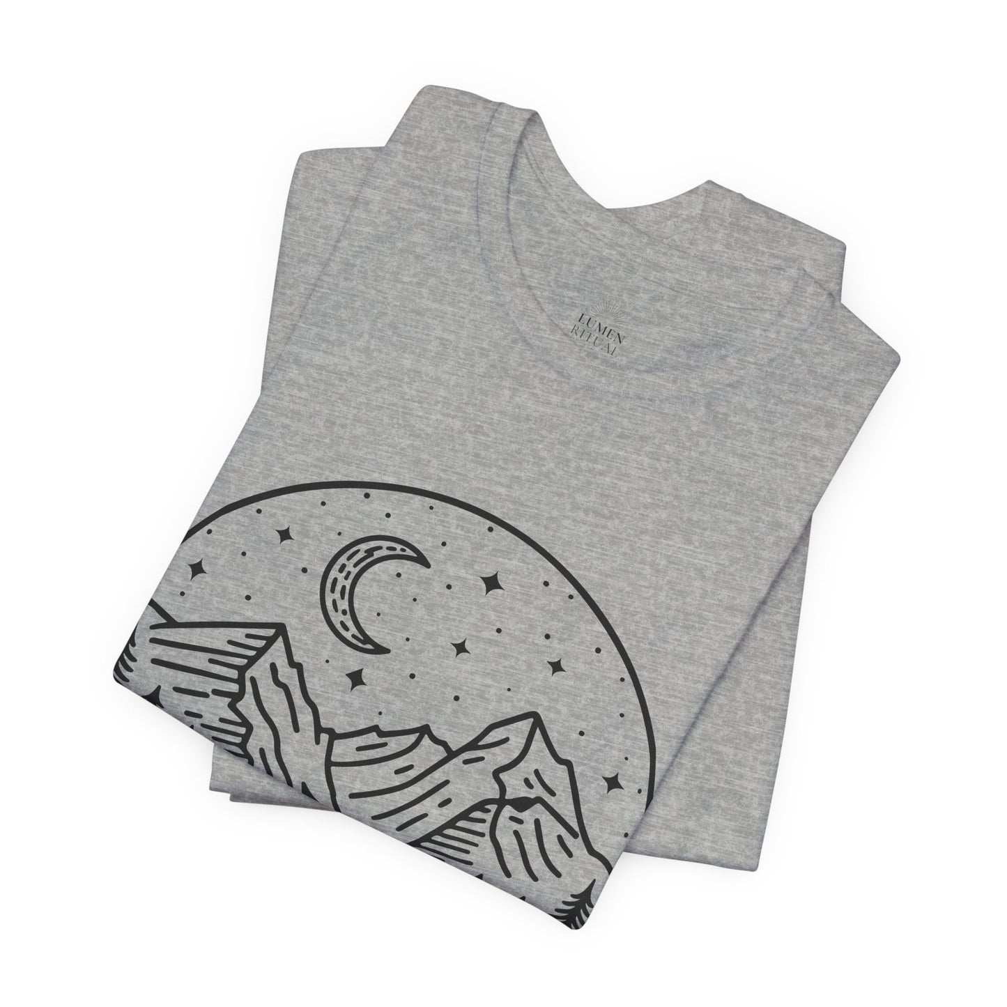 Mountain Nightscape Tee, Nature Lover Shirt, Camping Apparel, Adventure Outfit, Unisex Graphic Tee