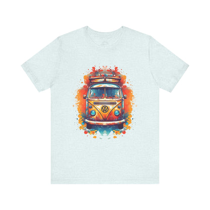 Vintage VW Bus Art Tee - Retro Van Shirt, Gift for Road Trip Lovers, Adventure Wear, Casual Summer Outing, Festival Outfit