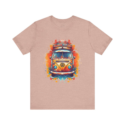 Vintage VW Bus Art Tee - Retro Van Shirt, Gift for Road Trip Lovers, Adventure Wear, Casual Summer Outing, Festival Outfit