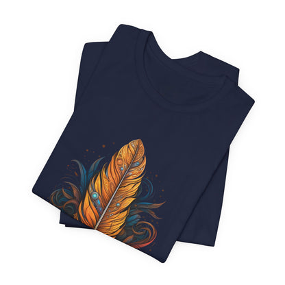 Artistic Feather T-Shirt | Unisex Short Sleeve Tee for Nature Lovers | Casual Wear, Gift for Men/Women, Boho Style, Outdoor Activities