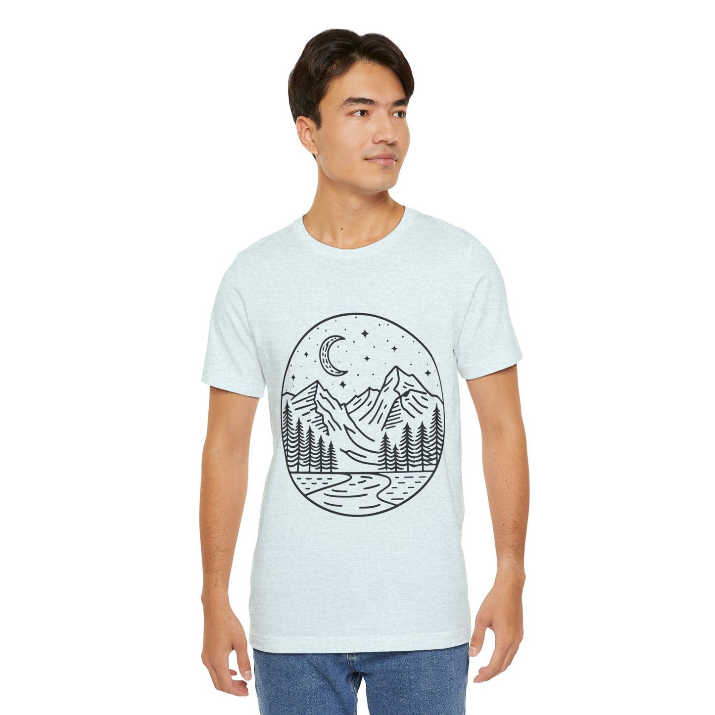 Mountain Nightscape Tee, Nature Lover Shirt, Camping Apparel, Adventure Outfit, Unisex Graphic Tee