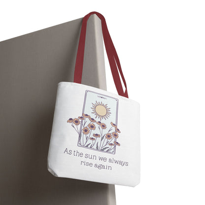 Sunrise Floral Tote Bag, Inspirational Tote, Eco-Friendly Bag, Gift for Her, Boho Style Bag, Everyday Use, Canvas Tote