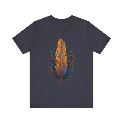 Artistic Feather T-Shirt | Unisex Short Sleeve Tee for Nature Lovers | Casual Wear, Gift for Men/Women, Boho Style, Outdoor Activities