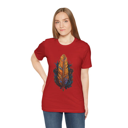 Artistic Feather T-Shirt | Unisex Short Sleeve Tee for Nature Lovers | Casual Wear, Gift for Men/Women, Boho Style, Outdoor Activities