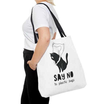 Eco-Friendly Cat Lover Tote Bag | Say No to Plastic Bags, Reusable Shopping Bag, Gift for Cat Lovers, Sustainable Fashion, Cute Cat Design