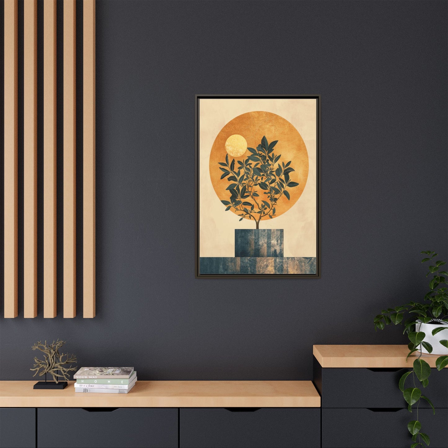 Framed Art Print of Botanical Design, Modern Wall Decor, Home Aesthetic, Gift for Art Lovers, Minimalist Artwork, Elegant Living Room Accent