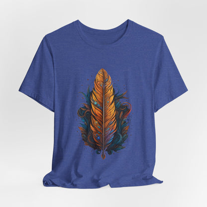 Artistic Feather T-Shirt | Unisex Short Sleeve Tee for Nature Lovers | Casual Wear, Gift for Men/Women, Boho Style, Outdoor Activities