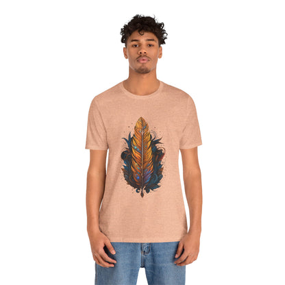 Artistic Feather T-Shirt | Unisex Short Sleeve Tee for Nature Lovers | Casual Wear, Gift for Men/Women, Boho Style, Outdoor Activities