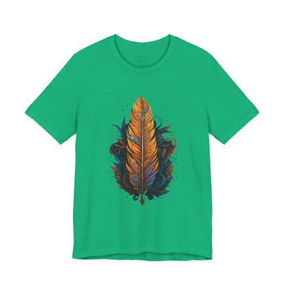 Artistic Feather T-Shirt | Unisex Short Sleeve Tee for Nature Lovers | Casual Wear, Gift for Men/Women, Boho Style, Outdoor Activities