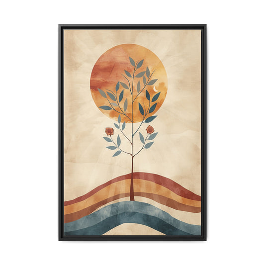 Abstract Landscape Art Print, Framed Wall Decor, Colorful Canvas, Boho Home Decor, Nature Wall Art, Gift for Celebrations