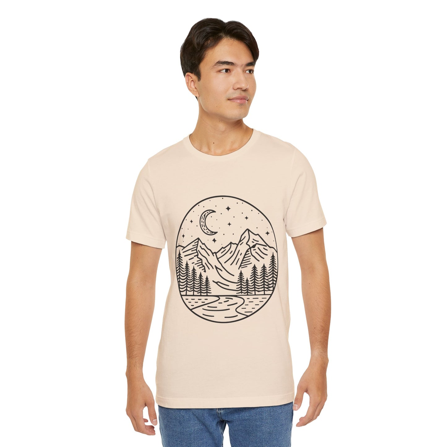 Mountain Nightscape Tee, Nature Lover Shirt, Camping Apparel, Adventure Outfit, Unisex Graphic Tee