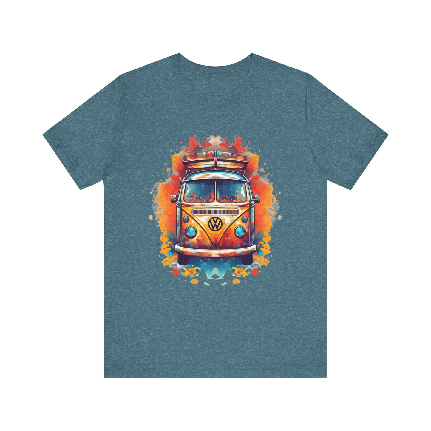 Vintage VW Bus Art Tee - Retro Van Shirt, Gift for Road Trip Lovers, Adventure Wear, Casual Summer Outing, Festival Outfit