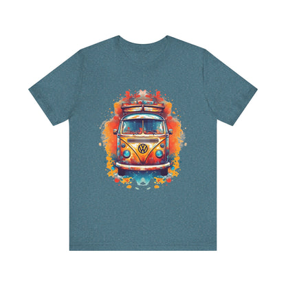 Vintage VW Bus Art Tee - Retro Van Shirt, Gift for Road Trip Lovers, Adventure Wear, Casual Summer Outing, Festival Outfit