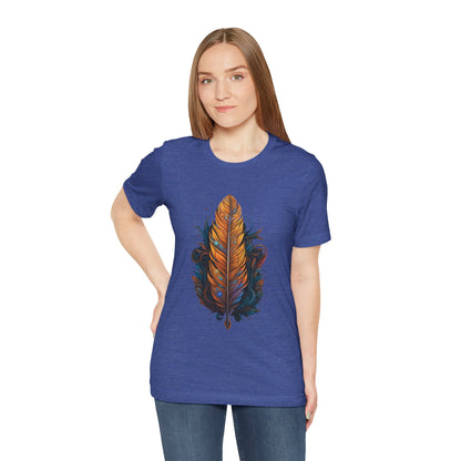 Artistic Feather T-Shirt | Unisex Short Sleeve Tee for Nature Lovers | Casual Wear, Gift for Men/Women, Boho Style, Outdoor Activities