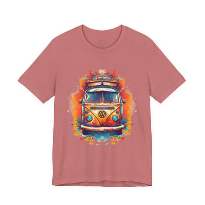 Vintage VW Bus Art Tee - Retro Van Shirt, Gift for Road Trip Lovers, Adventure Wear, Casual Summer Outing, Festival Outfit